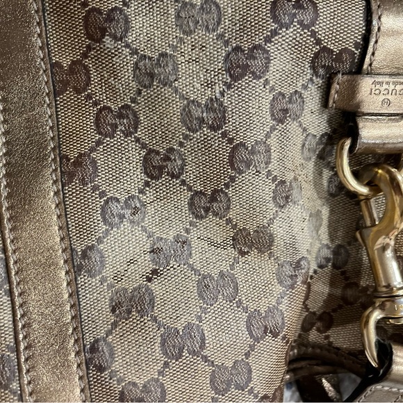 🔥GUCCI🔥STUNNING Authentic vintage large Jackie canvas print and lambskin - Picture 13 of 17